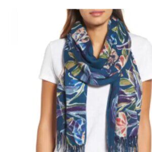 Nordstrom Pressed Flowers Tissue Weight Wool & Cashmere Scarf